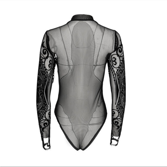 Black Cathedral mesh bodysuit Goth Church - Picture 3 of 5